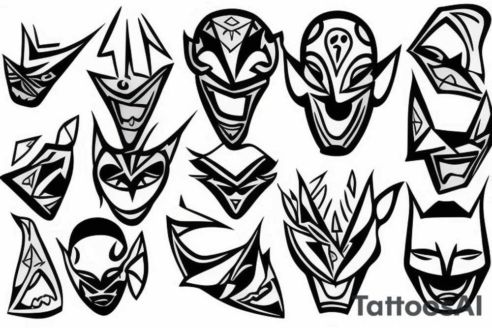 Broken menpo mask tattoo idea