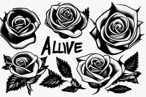 Draw a rose plant with a stem and on the side of the stem make it say “All Eyez On Me” and at the bottom of the stem sat “- Tupac” tattoo idea