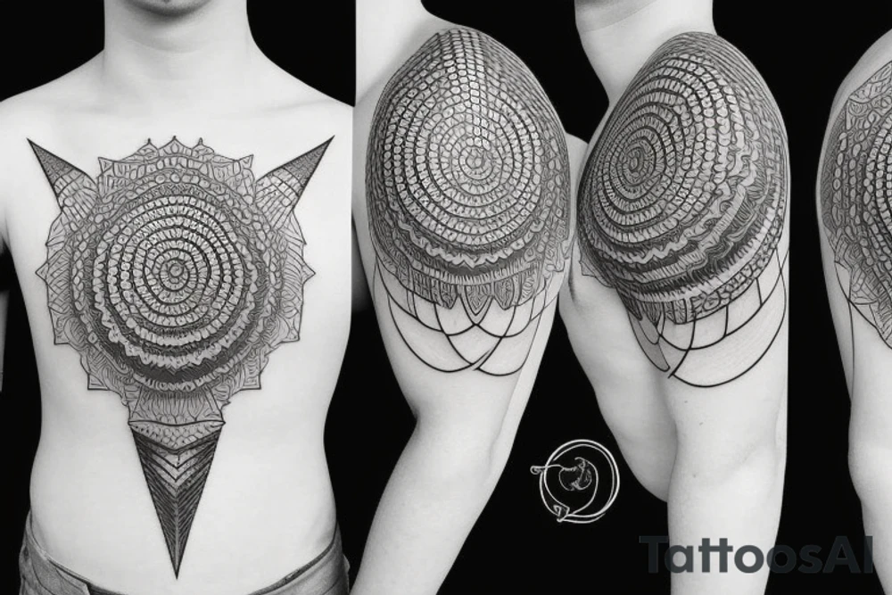 Symmetrical prismatic triasile hover illusion tattoo idea