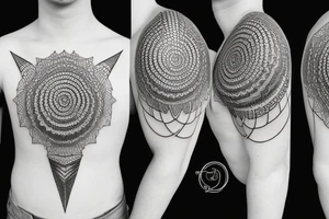 Symmetrical prismatic triasile hover illusion tattoo idea