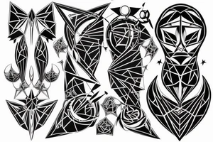 Symmetrical prismatic triasile hover illusion tattoo idea