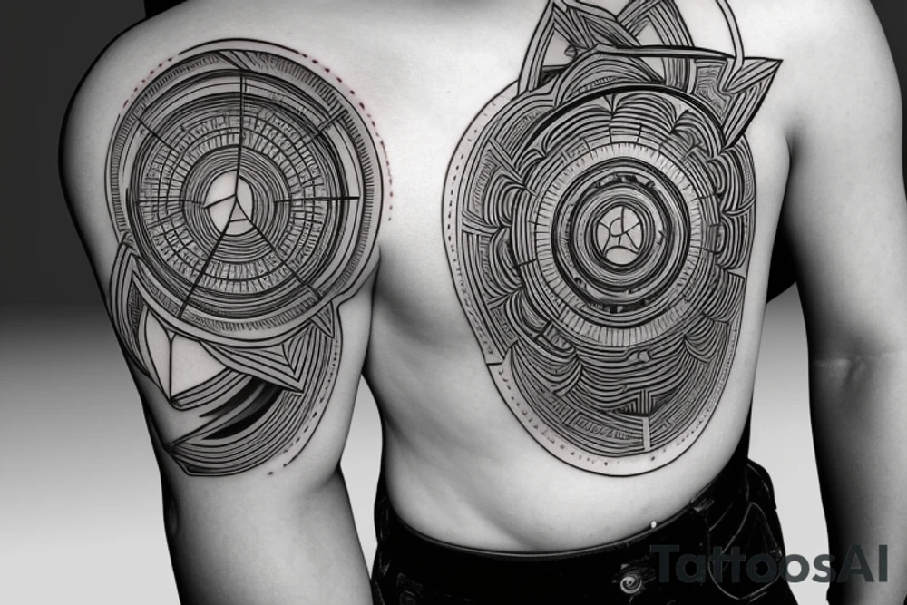 Symmetrical prismatic triasile hover illusion tattoo idea