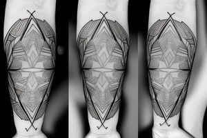 Symmetrical prismatic triasile hover illusion tattoo idea