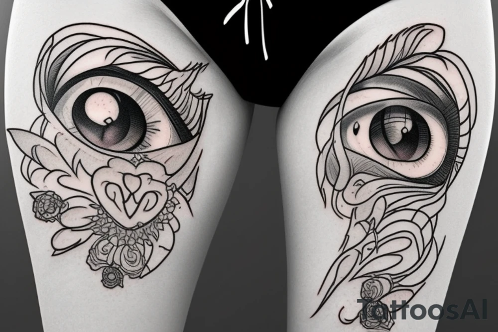 cloud of eyes for thigh tattoo idea