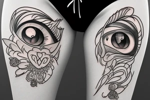 cloud of eyes for thigh tattoo idea