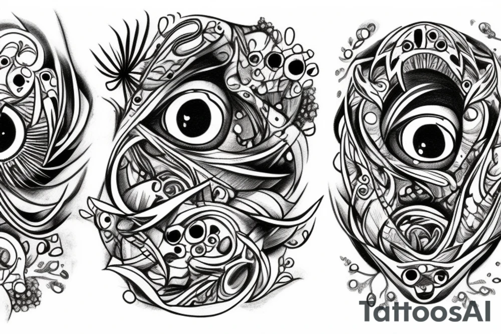 cluster of eyes tattoo idea