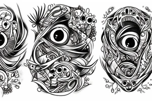 cluster of eyes tattoo idea