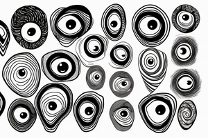 group of eyes with spirals in the pupil tattoo idea