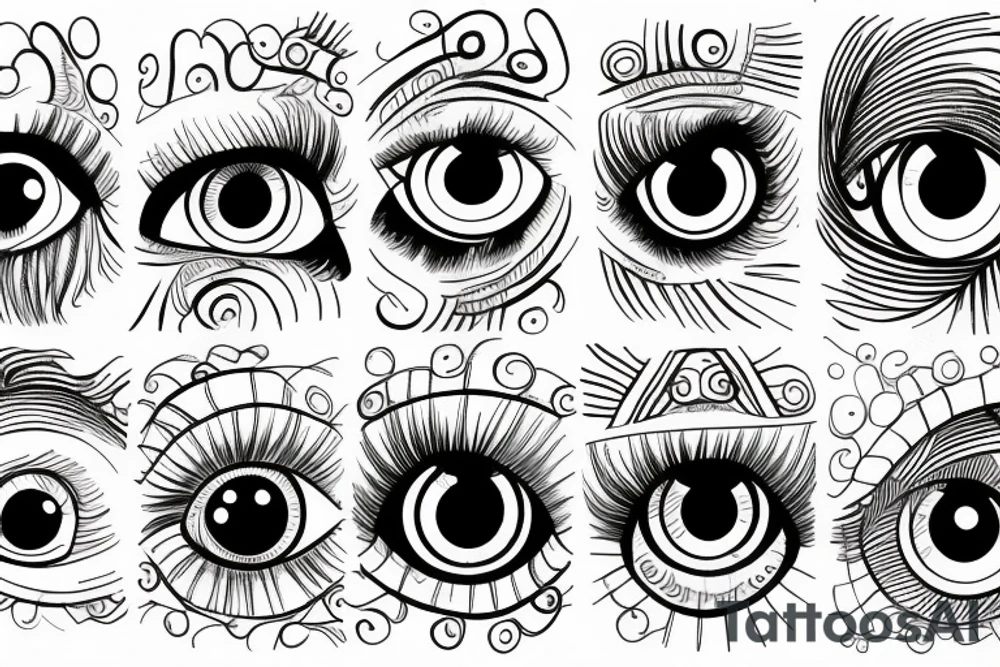 group of eyes with spirals in the pupil tattoo idea