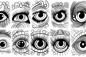 group of eyes with spirals in the pupil tattoo idea