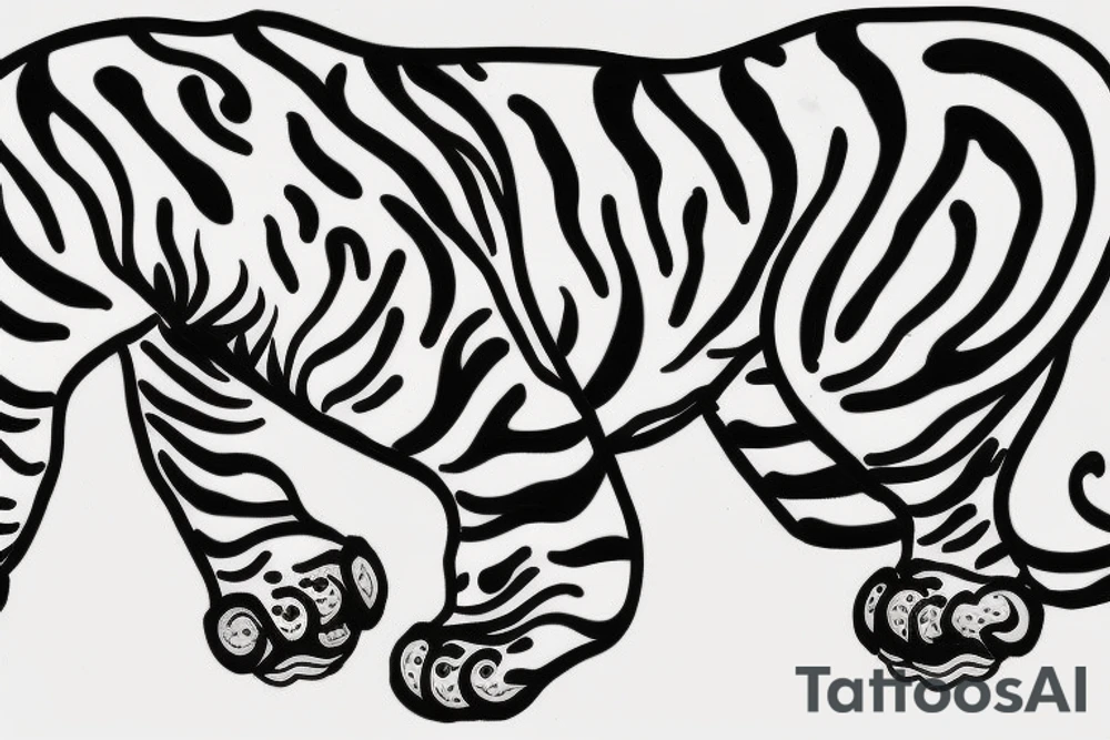 White Tiger in the style of Chinese art and hyper realistic depiction tattoo idea