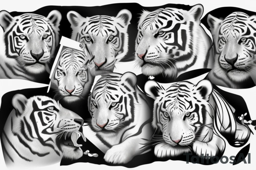 White Tiger in the style of Chinese art and hyper realistic depiction tattoo idea