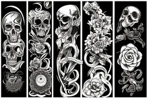 a story of life, death, love, hate, evolution and progression tattoo idea