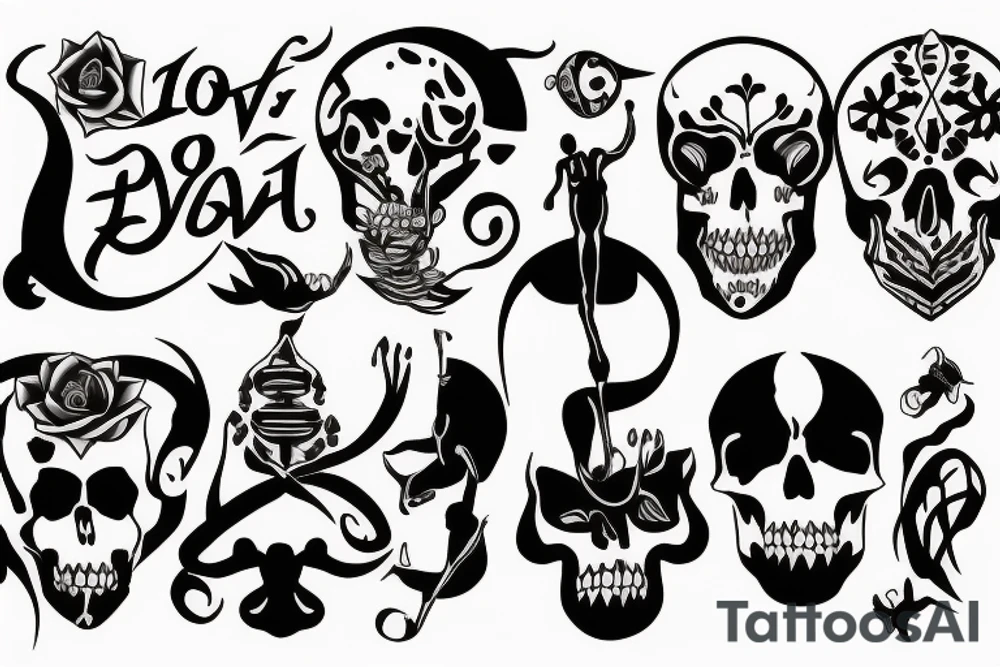a story of life, death, love, hate, evolution and progression tattoo idea
