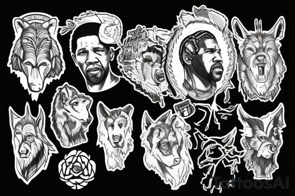 denzel washington holding a wolfs head tattoo idea