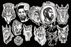 denzel washington holding a wolfs head tattoo idea