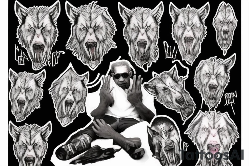 denzel washington holding a wolfs head tattoo idea