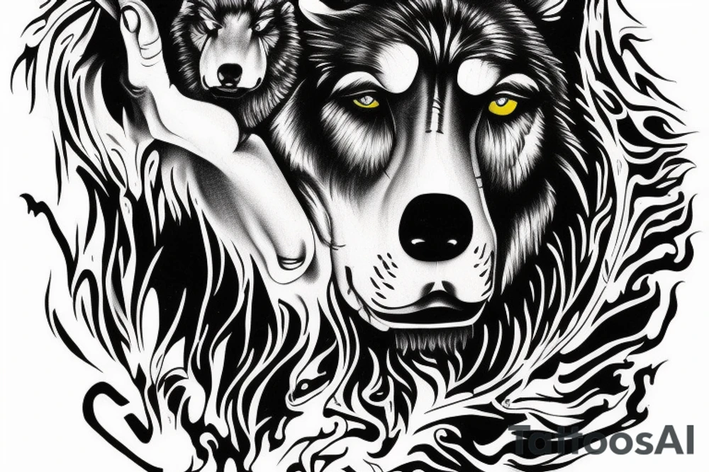 denzel washington holding a wolfs head walking down the street tattoo idea
