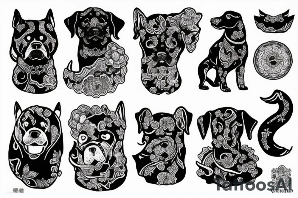Black dog sleeve tattoo idea