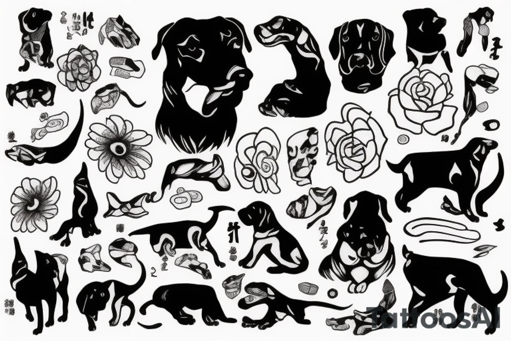Black dog sleeve tattoo idea