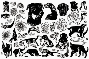 Black dog sleeve tattoo idea