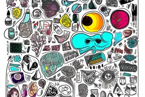 ADHD, chemical compound of dopamine, Alcoholism, Loneliness, Culinary Arts, Labrinth Brain. Sunset. HIGH IQ. Include a splash of turquoise. tattoo idea
