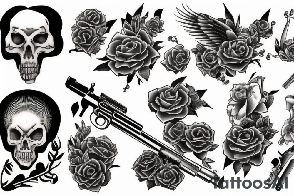 Black gun tattoo idea