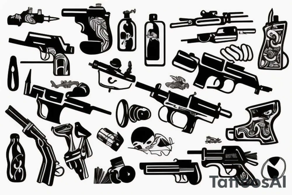 Black gun tattoo idea
