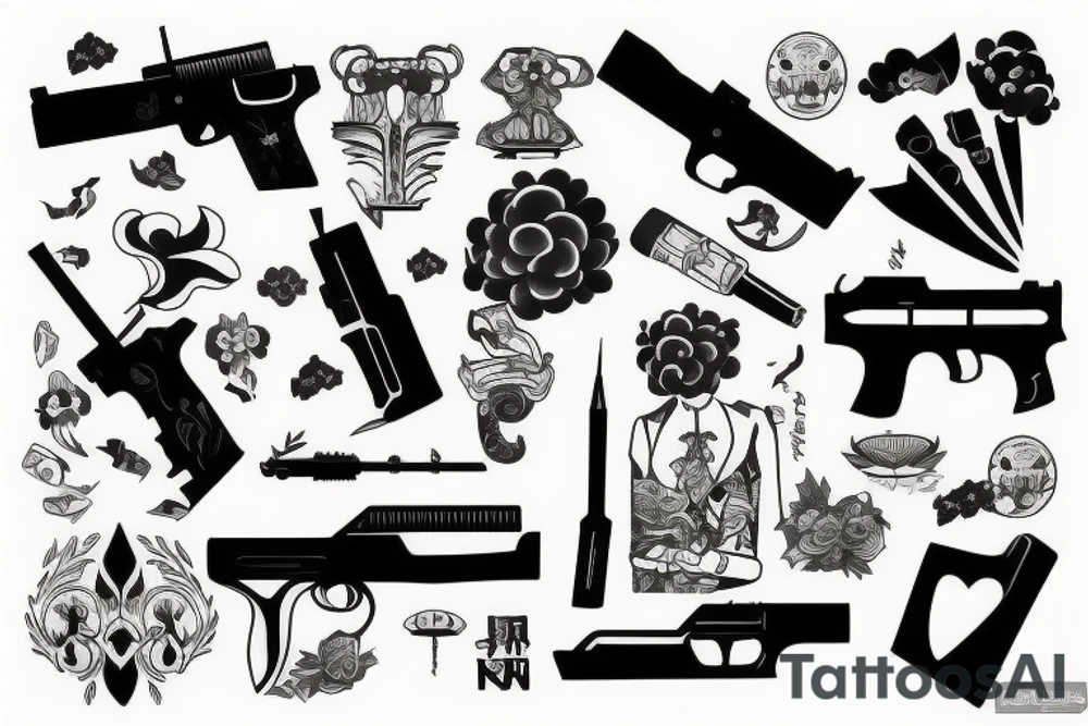 Black gun tattoo idea