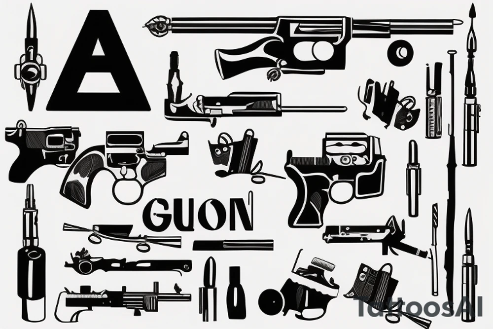 Black gun tattoo idea
