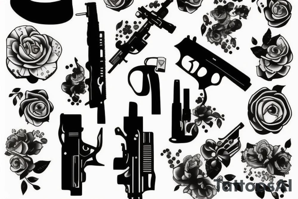 Black gun tattoo idea