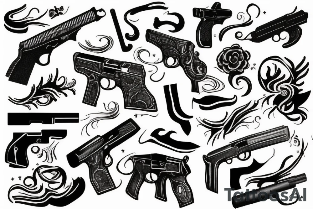 Black gun tattoo idea