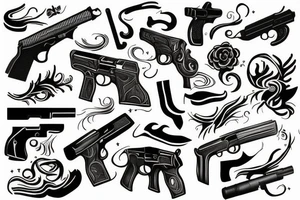 Black gun tattoo idea