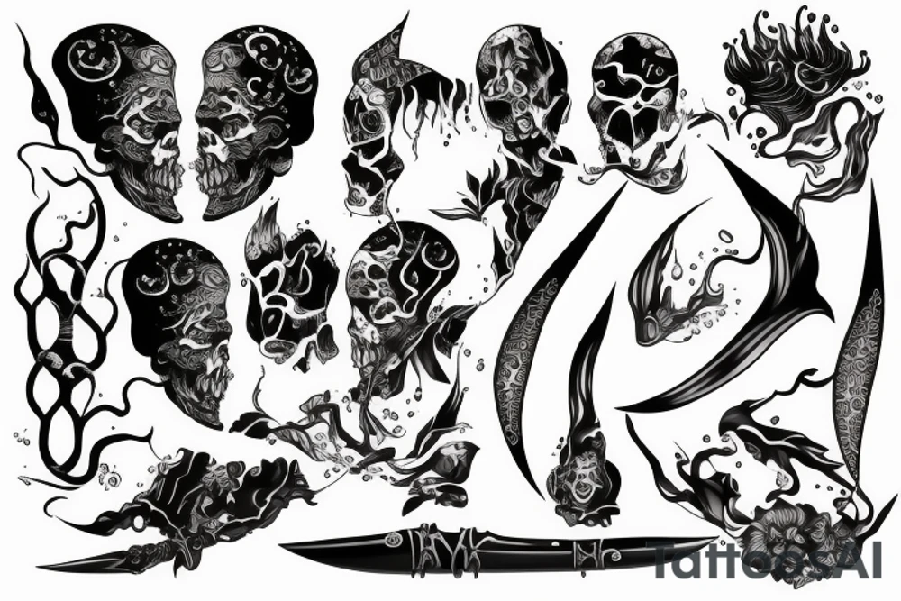dagger water tattoo idea