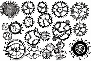 A brain made of circuits linked by a DNA to a heart made of gears tattoo idea
