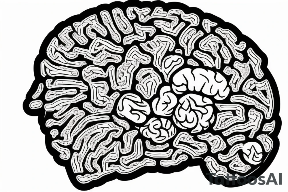 A brain made of electronic circuits tattoo idea