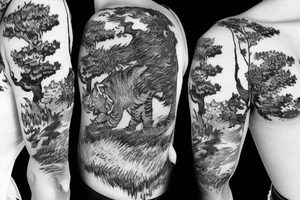 A tiger  in a forest tattoo idea