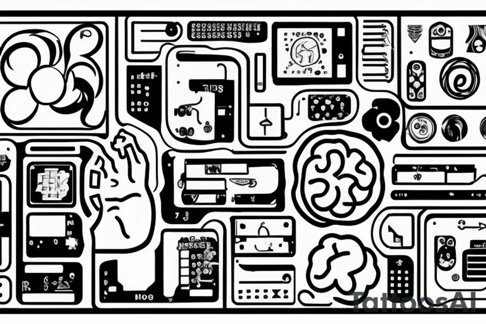 A brain made of electronic board circuits tattoo idea