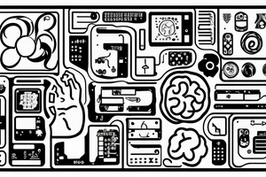 A brain made of electronic board circuits tattoo idea