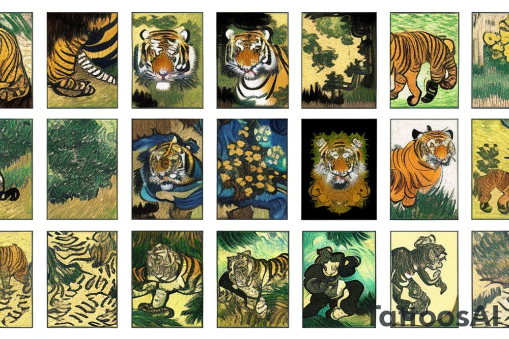 A tiger  in a forest tattoo idea