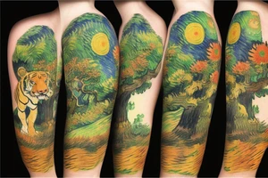 A tiger  in a forest tattoo idea
