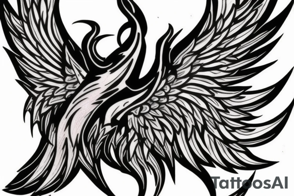 Phoenix rising flames tattoo idea