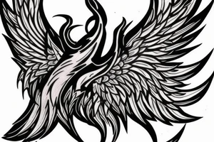 Phoenix rising flames tattoo idea