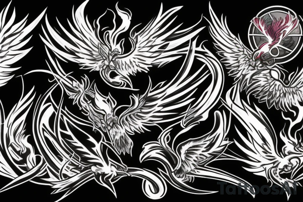 Phoenix rising flames tattoo idea