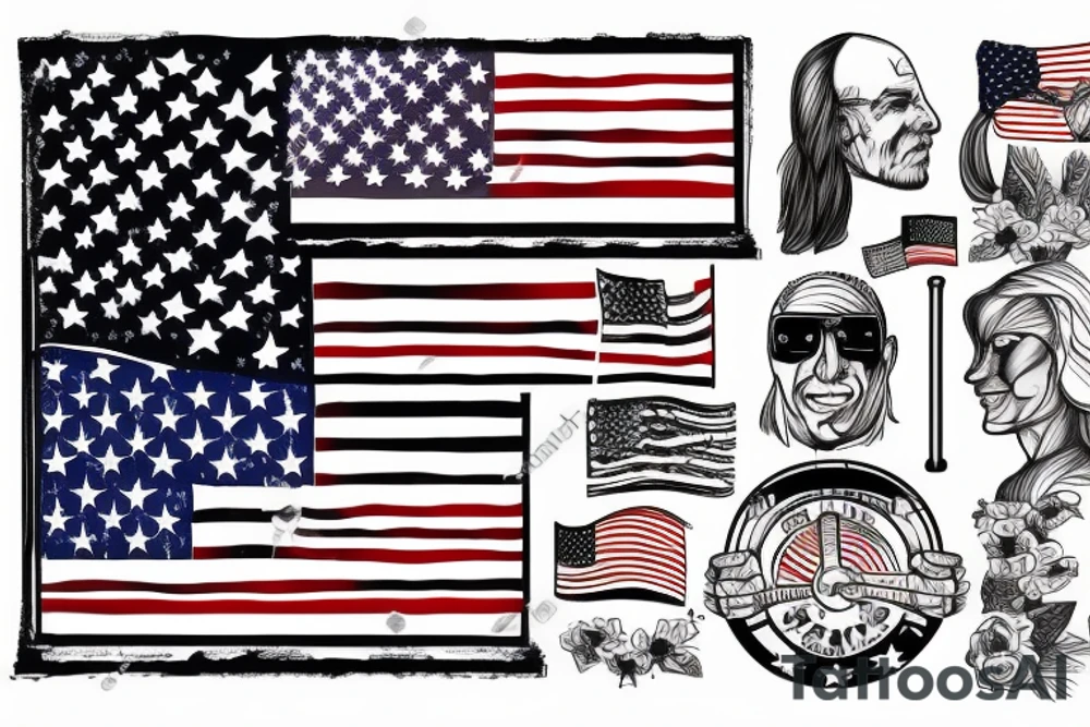 American Flag with barbell tattoo idea