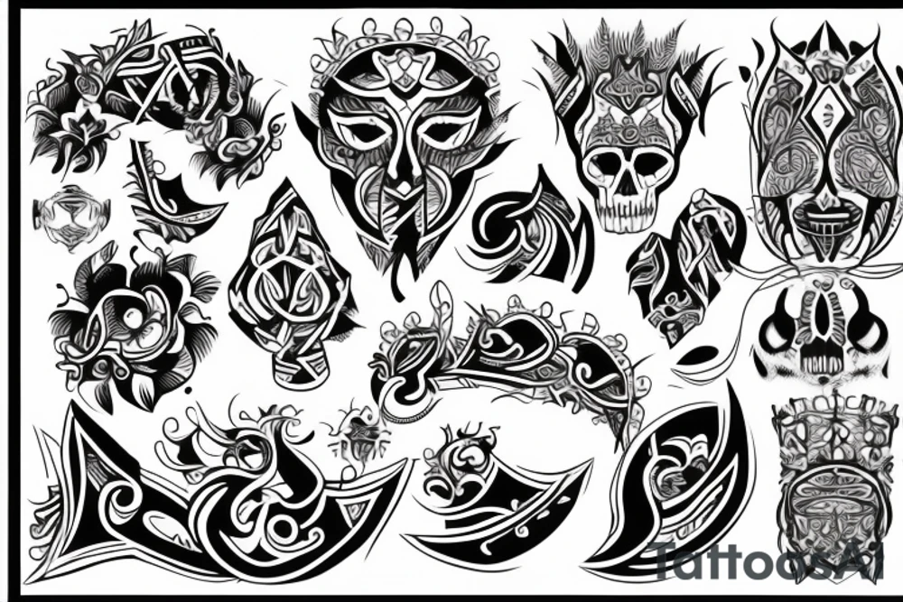 Unalome with tribalism design tattoo idea
