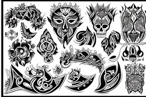 Unalome with tribalism design tattoo idea