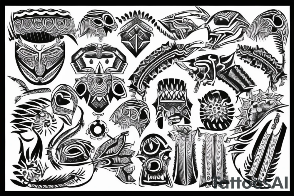Unalome with tribal tattoo idea
