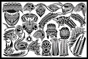 Unalome with tribal tattoo idea