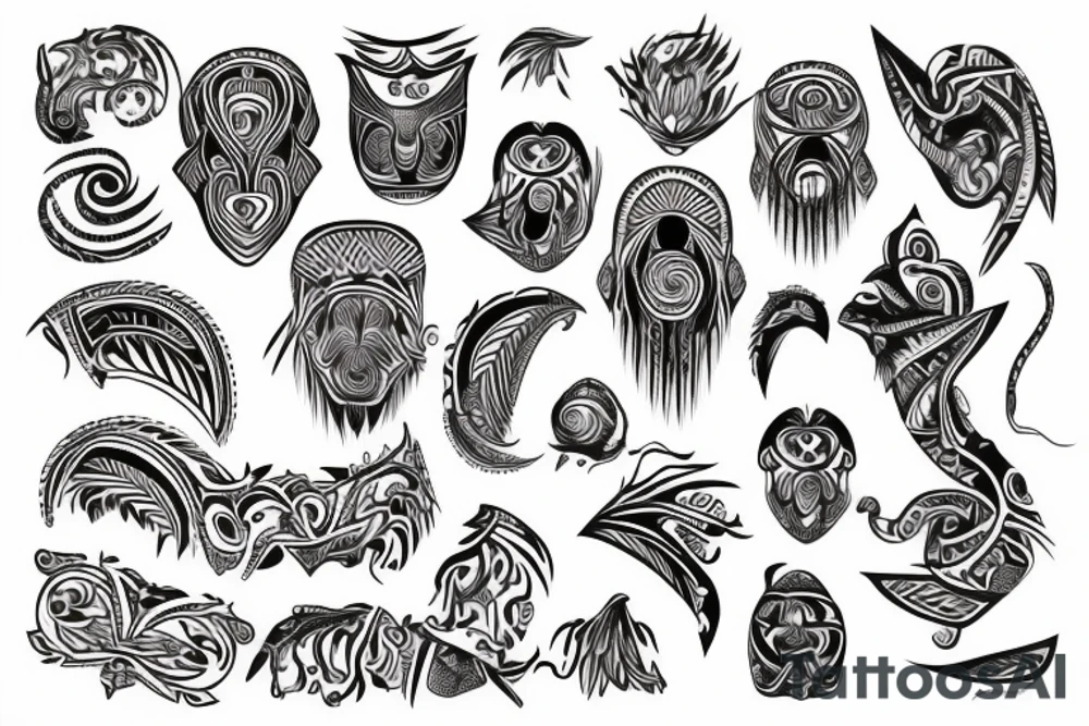 Unalome with tribal tattoo idea